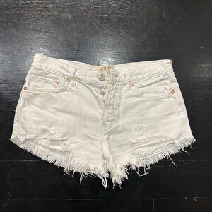 Free People white denim shorts